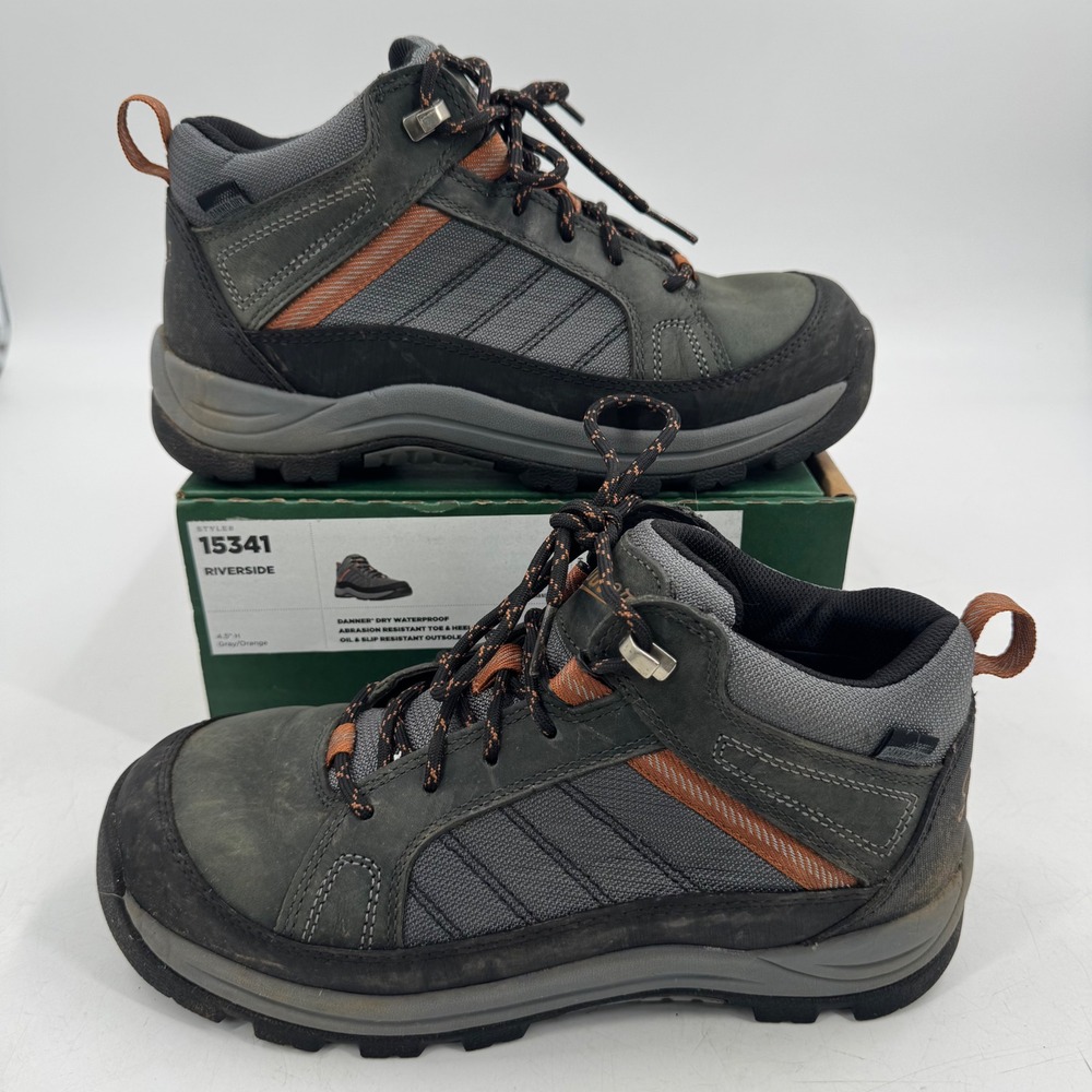 Danner Riverside 15341 Waterproof Hiking Boots Mens 7.5‎ Gray Orange Trail Shoes